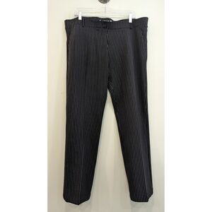 Betabrand Classic Yoga Dress Pants in Black White Pinstripe 2XL